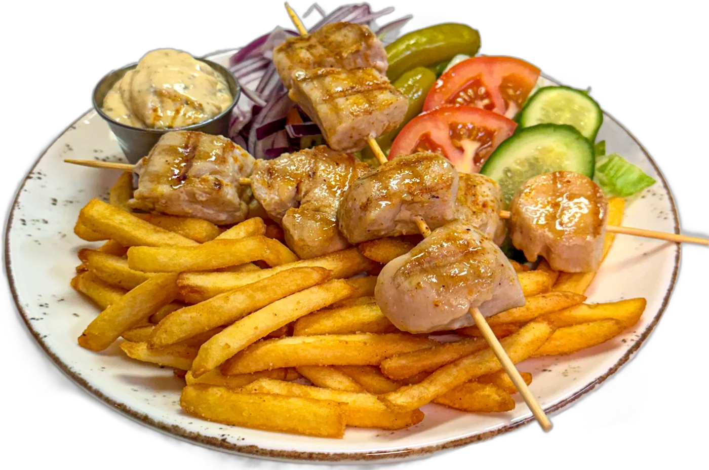 Kycklingspett med pommes